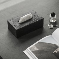 Tufa 洞岩砂石面紙盒｜墨黑洞石